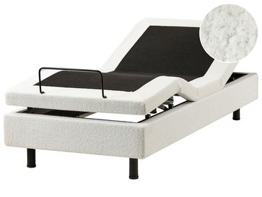 Lit réglable sans tête de lit Bouclé DUKE 80 x 200 cm Blanc cassé