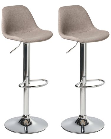 Lot de 2 tabourets de bar KAHLA Tissu Taupe