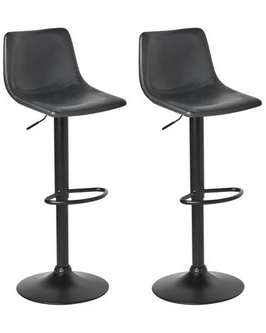Lot de 2 tabourets de bar LEBRIJA Cuir PU Noir