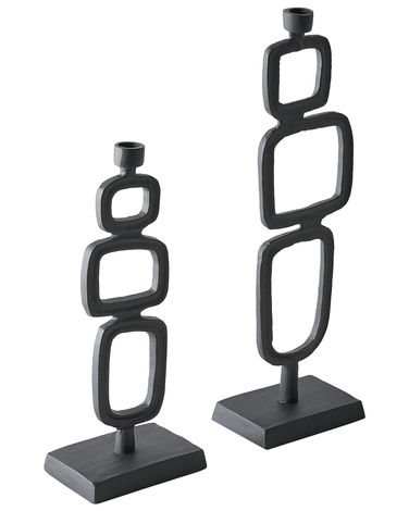 Lot de 2 bougeoirs SIPANJE Métal 35/48 cm Noir