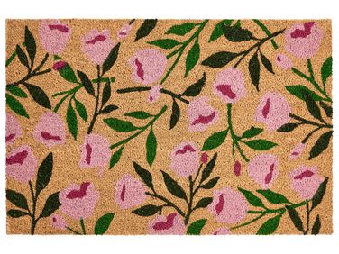 Paillasson MANGUAO Naturel 60 x 90 cm Fleur Fibre de coco