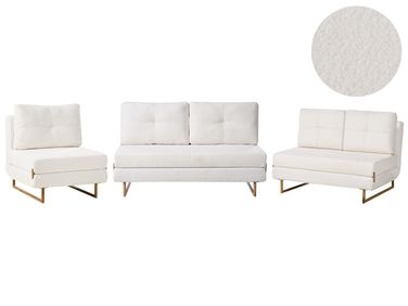 Living Room Set 6 Seater JERSLEV Boucle Off-White