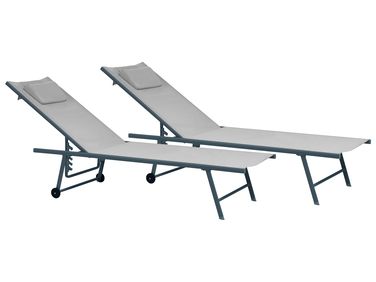 Lot de 2 transats SORONI Métal Gris clair