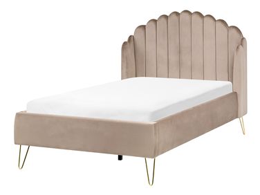Lit avec sommier Velours AMBILLOU 120 x 200 cm Taupe