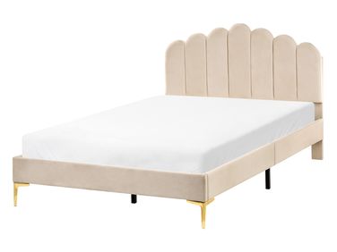 Lit avec sommier Velours SAUVIAN 120 x 200 cm Beige