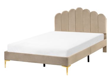 Lit avec sommier Velours SAUVIAN 120 x 200 cm Taupe