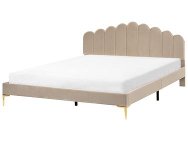 Lit avec sommier Velours SAUVIAN 180 x 200 cm Taupe