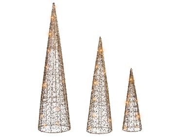 Set van 3 kerstdecoraties LED VEJLESO Kerstboom 40/60/80 cm Goud