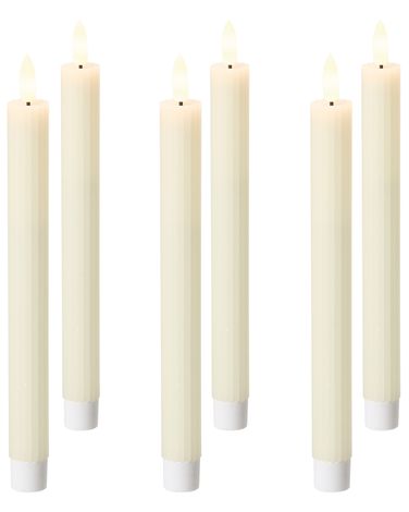 Lot de 6 bougies LED SAPHIR 24 cm Blanc cassé
