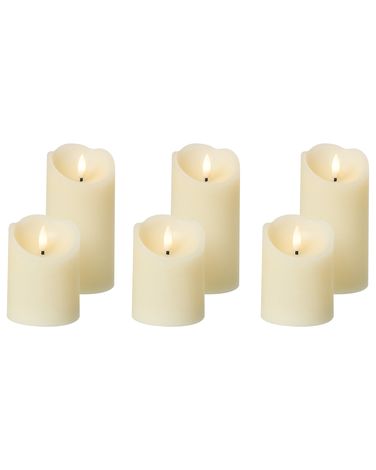 Set van 6 LED kaarsen AMOREA 10/15 cm Gebroken wit