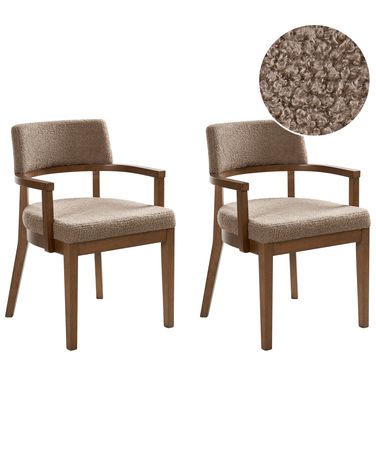 Lot de 2 chaises de salle à manger DALBO Bouclé Marron/taupe