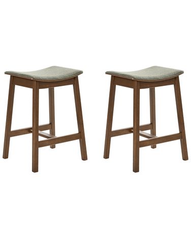 Lot de 2 tabourets de bar DIXON Bois Marron foncé/vert