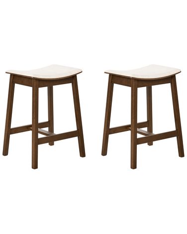 Lot de 2 tabourets de bar DIXON Bois Blanc cassé/marron foncé