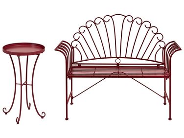 Bistro Set CAVINIA Metal Burgundy
