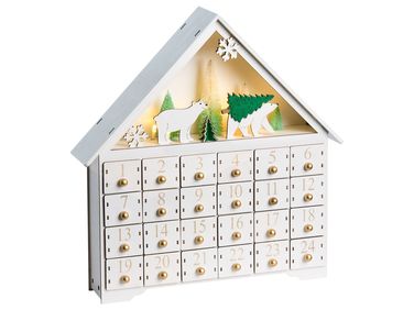 Kerstdecoratie LED MJOSA Adventskalender 33 cm Wit