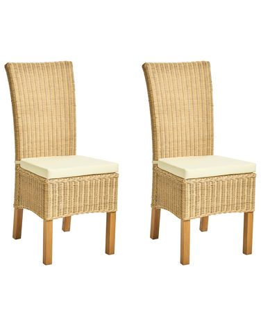Lot de 2 chaises de salle à manger ANDES Rotin Naturel