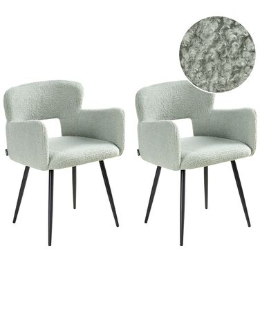 Lot de 2 chaises de salle à manger SANILAC Bouclé Vert clair