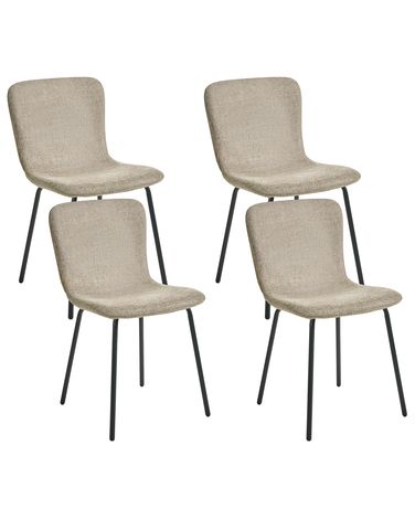 Lot de 4 chaises de salle à manger CALDWELL Tissu Beige