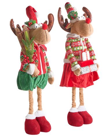 Lot de 2 décorations de Noël ULDALSANA Renne 66-95 cm Multicolore