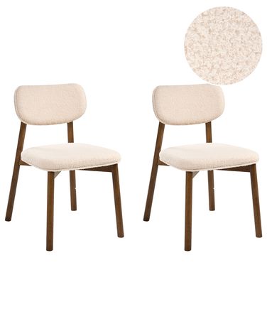 Lot de 2 chaises de salle à manger MILLS Bouclé Marron/beige clair