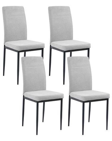 Lot de 4 chaises de salle à manger RINER Tissu Gris