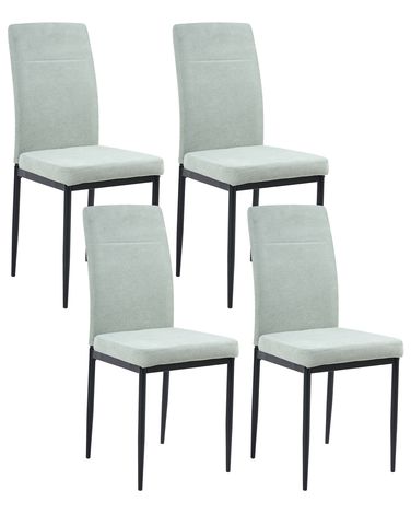 Lot de 4 chaises de salle à manger RINER Tissu Vert clair