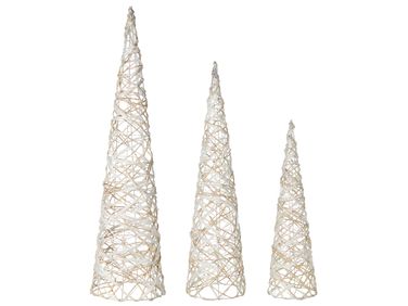 Lot de 3 décorations de Noël TUELSO Arbre de Noël 60/80/100 cm Blanc/doré