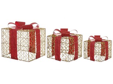 Set van 3 kerstdecoraties LED LYSEREN Kerstcadeaus 20/25/30 cm Goud
