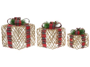 Set van 3 kerstdecoraties LED VANDET Kerstcadeaus 20/25/30 cm Bruin