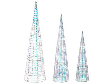 Lot de 3 décorations de Noël LED SONDER Arbre de Noël 40/60/80 cm Blanc