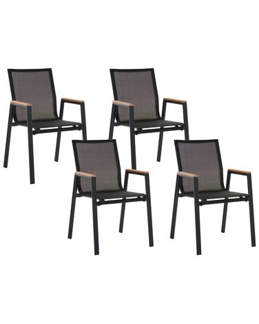 Lot de 4 chaises de jardin TIANO Métal Noir