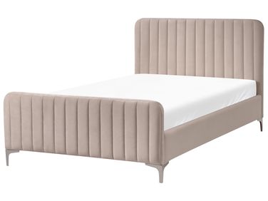 Lit avec sommier Velours LUNAN 120 x 200 cm Taupe