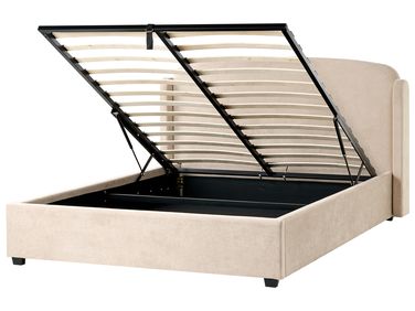 Lit ottoman Tissu BERNAY 160 x 200 cm Taupe