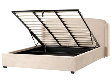 Lit ottoman Tissu BERNAY 180 x 200 cm Taupe