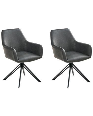 Lot de 2 chaises de salle à manger SANSARC Cuir PU Noir