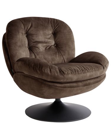 Fauteuil pivotant NOLVIK Velours Marron foncé