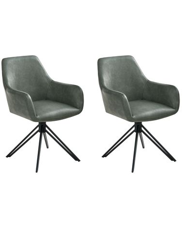 Lot de 2 chaises de salle à manger SANSARC Cuir PU Vert foncé