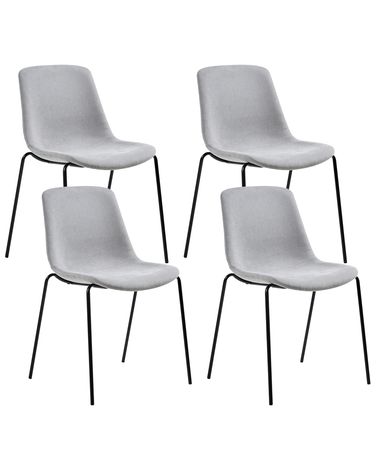 Lot de 4 chaises de salle à manger TILLER Tissu Gris