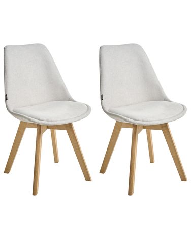 Lot de 2 chaises de salle à manger DAKOTA II Tissu Blanc cassé