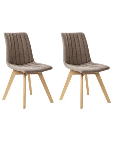 Lot de 2 chaises de salle à manger CALGARY Tissu Marron