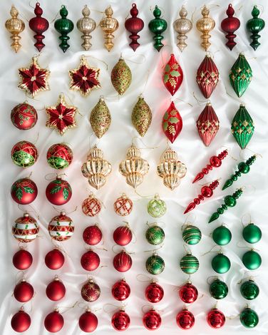 Set van 70 kerstballen TWINKLE Glas Rood/groen