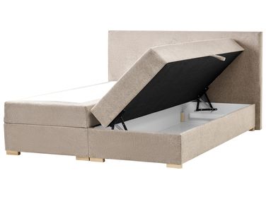 Lit boxspring avec rangement Tissu MAJOR 180 x 200 cm Taupe