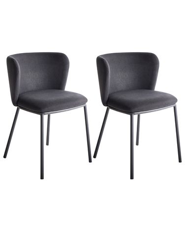 Lot de 2 chaises de salle à manger MINA Tissu Noir