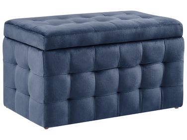 Opbergpoef MICHIGAN Fluweel Donkerblauw