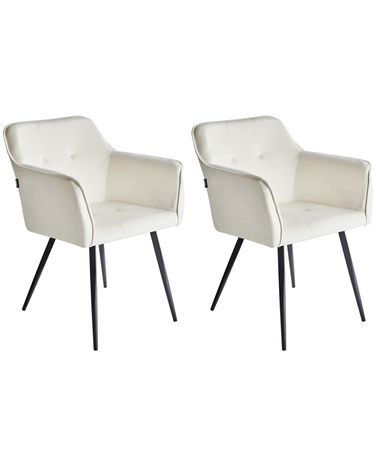 Lot de 2 chaises de salle à manger JASMIN Velours Beige clair