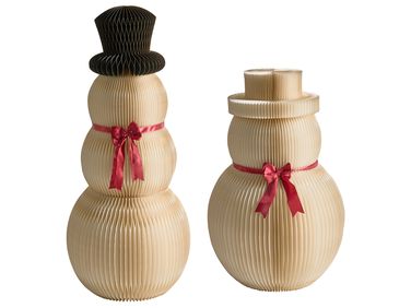 Lot de 2 décorations de Noël KLARALVEN Bonhomme de neige 90/124 cm Beige