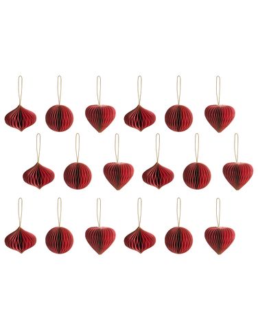 Lot de 18 décorations pour sapin de Noël SUSA Papier Rouge