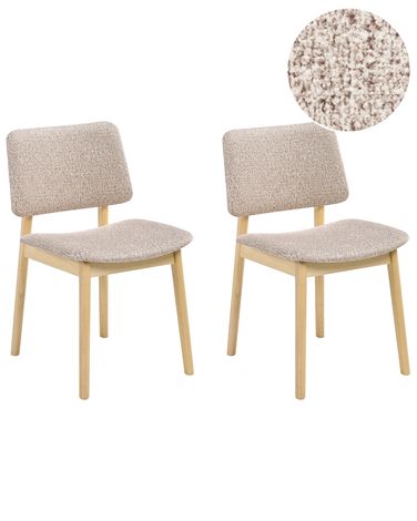 Lot de 2 chaises de salle à manger BLANE Bouclé Marron clair/taupe