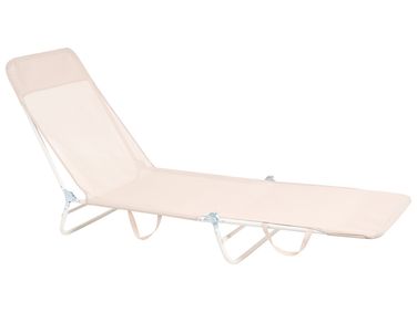 Ligstoel KASTORIA kantelbaar Metaal Beige