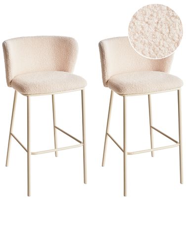 Lot de 2 chaises de bar MINA II Bouclé Beige clair